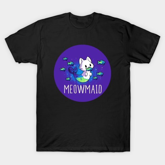 Meowmaid! Cute Funny Cat Kitten Mermaid Lover Sarcastic Humor Quote animal Lover Artwork T-Shirt by LazyMice